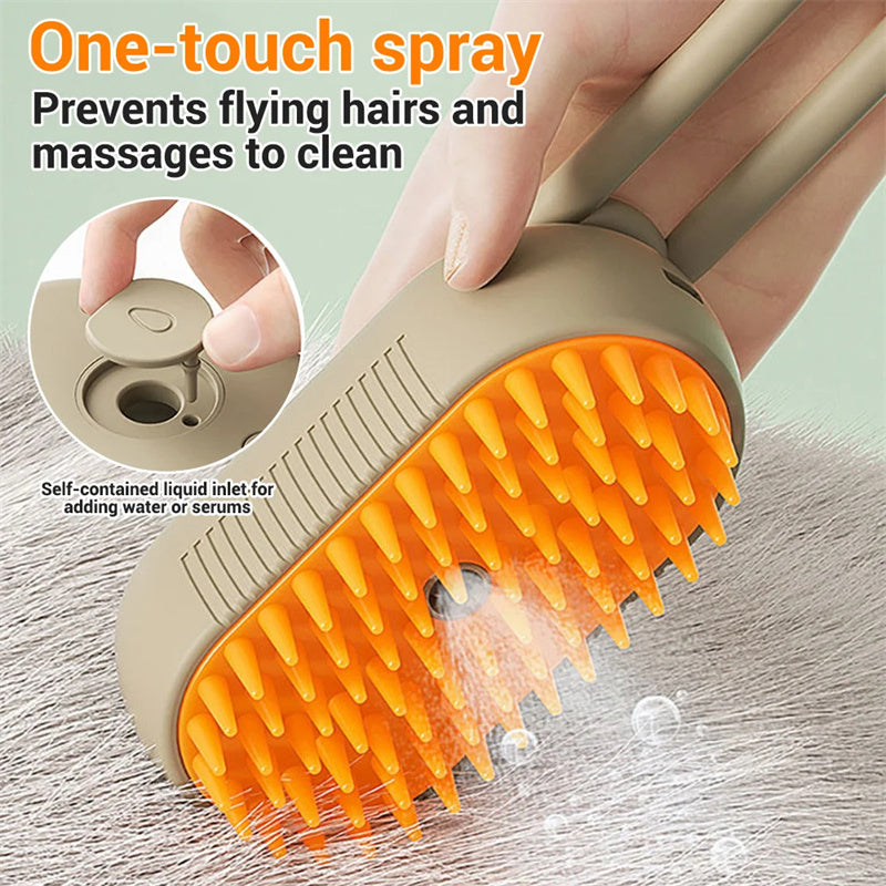 3-in-1 Steam Pet Brush – Groom, Clean & Massage