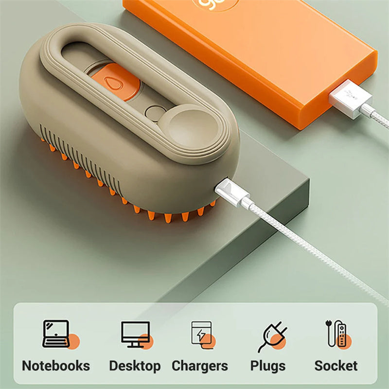 3-in-1 Steam Pet Brush – Groom, Clean & Massage